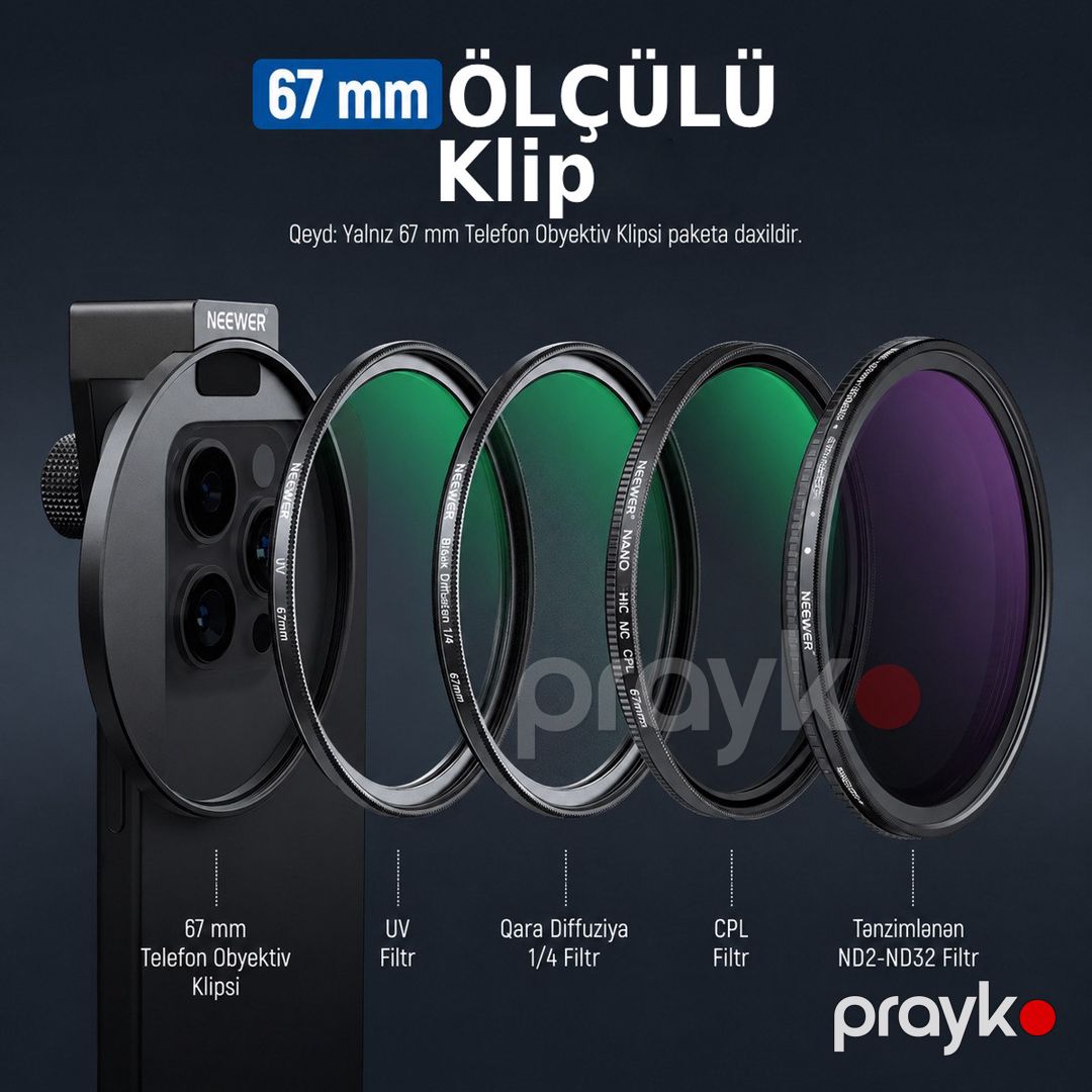 Neewer LA006 67mm telefon filteri adapteri — Smartfonlar, Bakı (5)