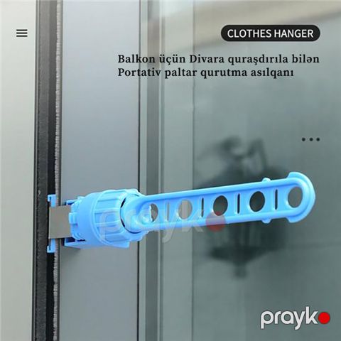 2 ədəd Balkon üçün Divara quraşdırıla bilən Portativ paltar qurutma asılqanı Vanna otağı üçün asılqan — Bakı