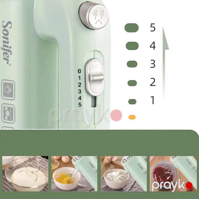 Sonifer SF-7034 Çoxfunksiyalı Əl Mikseri Elektrikli Əl Mikseri Yumurta Çırpıcı Xəmir Qarışdırcı Mikser 250W — Blenderlər, xırdalayanlar və mikserlər, Bakı (5)