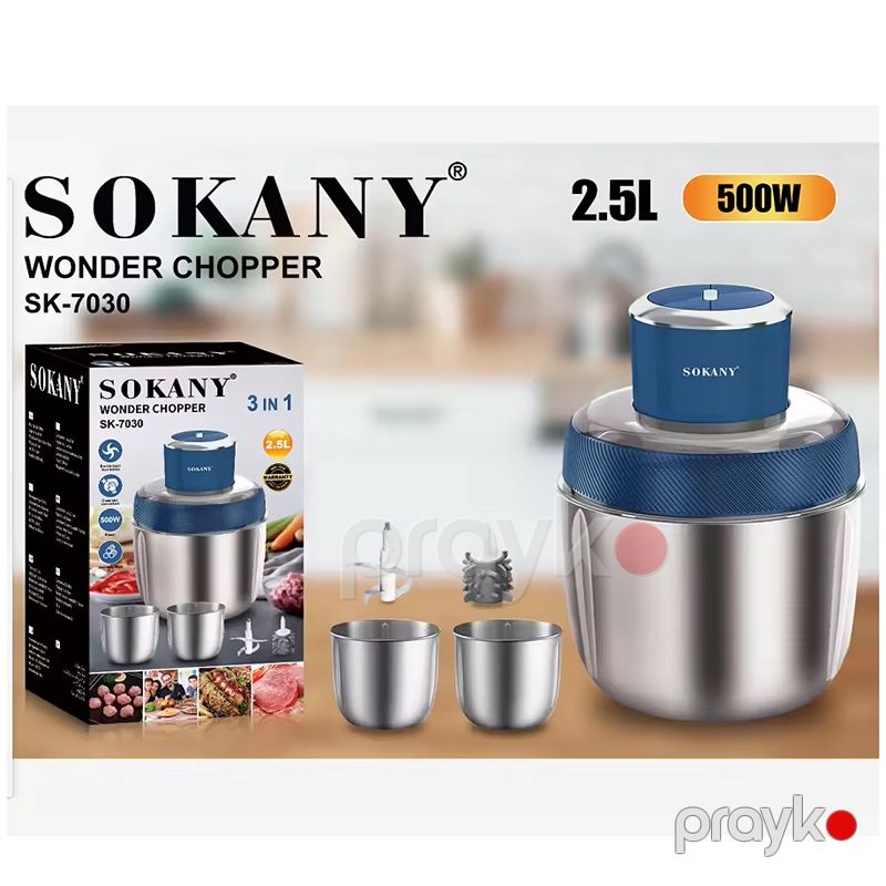 Sokany SK-7030 Çoxfunksiyalı Elektrikli Doğrayıcı Tərəvəz Ət Doğrayıcı İki Sürətli Doğrayıcı 500W — Blenderlər, xırdalayanlar və mikserlər, Bakı (6)