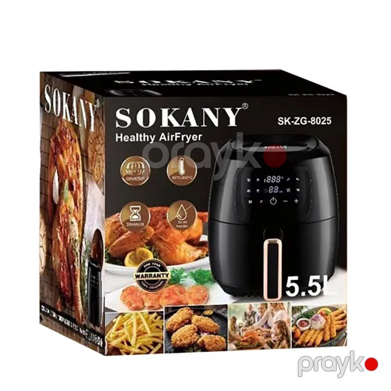 Sokany Air Fryer SK-ZG-8025 Rəqəmsal Sensorlu 5,5 Litr Tutumlu Hava Fritöz 1300W — Digər mətbəx texnikası, Bakı (3)