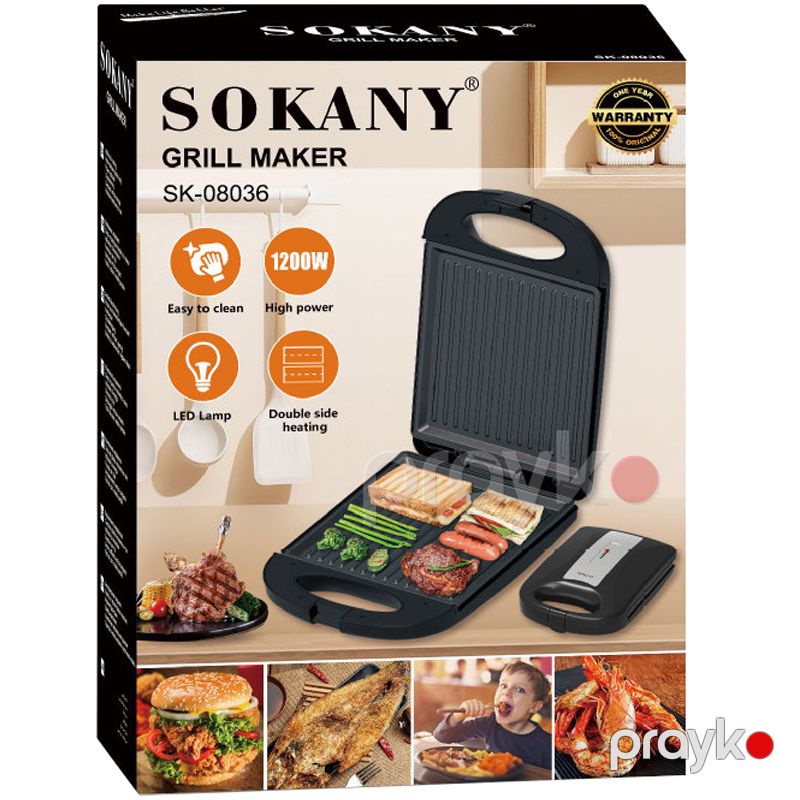 Sokany SK-08036 - Toster, 1200W Elektrikli Sendviç Maşını, Çoxfunksiyalı Səhər Yeməyi Maşını — Toster və vaflyasıcı, Bakı (6)
