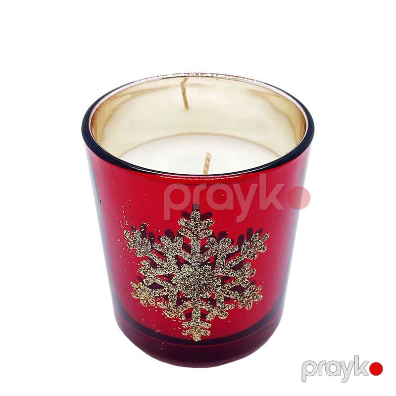 Yeni İl Şamı Glass Cup Candle Aromatik Mum Parıltılı Əl İşi Şam BB 257-2 Zərif Hədiyyəlik Yeni İl Şamı — Mallar, Bakı (2)