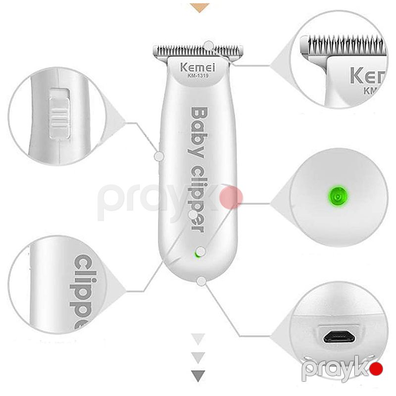 Uşaqlar Üçün Protativ Kemei Saç Kəsmə Maşını 3W Yenidən Doldurula Bilən 3 Ədəd Limit Daraqlı Professional Saç Maşınkası 100-240 — Mallar, Bakı (3)