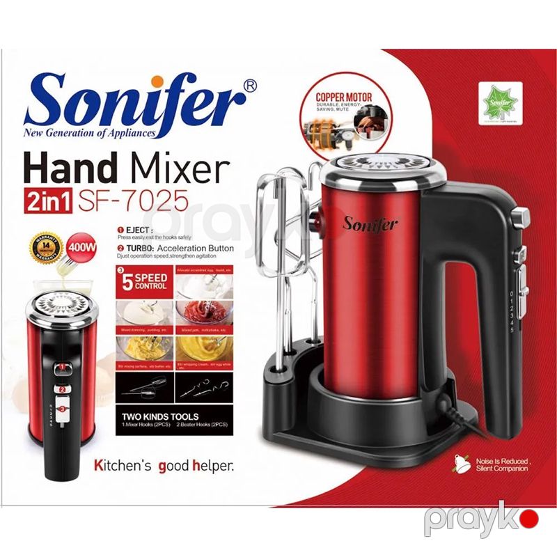 Sonıfer SF-7025 Çoxfunksiyalı Elektrikli Mikser Yumurta Çırpıcı 400W — Blenderlər, xırdalayanlar və mikserlər, Bakı (6)