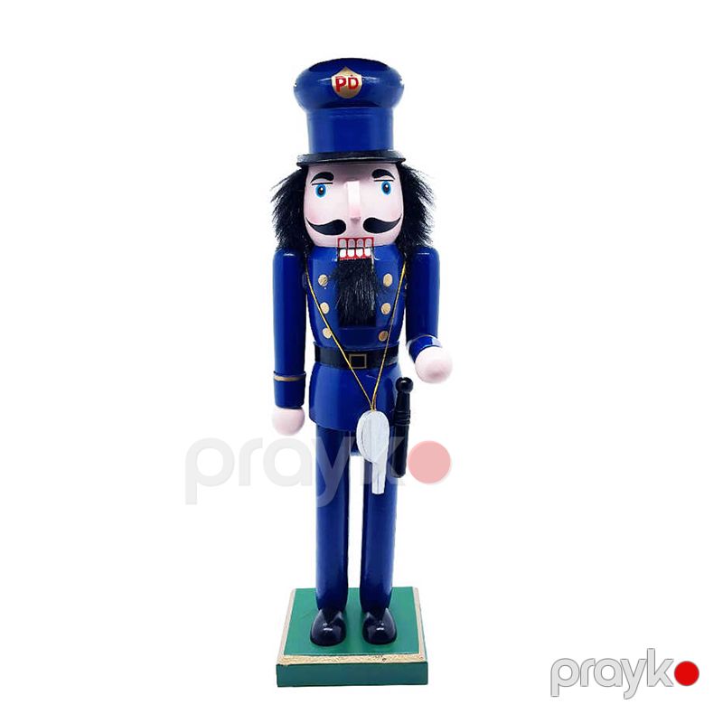 Taxta Şelkunçik 36SM Ənənəvi Bayram Milad Dekoru Taxta Polis Şelkunçik Fitli Mavi Uniformalı Milad Dekoru BB 248-16/3609 — Mallar, Bakı (2)