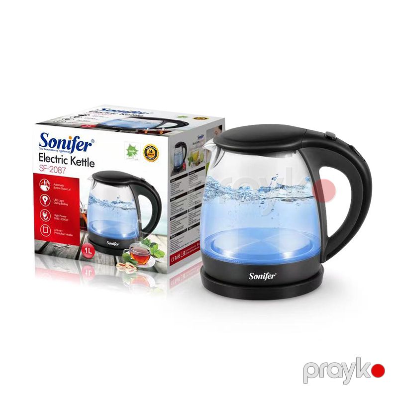 Sonifer SF2087 LED İşıqlı Elektrikli Şüşə Çaydan Tutum 1L Yüksək Güclü 2200W — Elektrik çaydanları və termoslar, Bakı (6)
