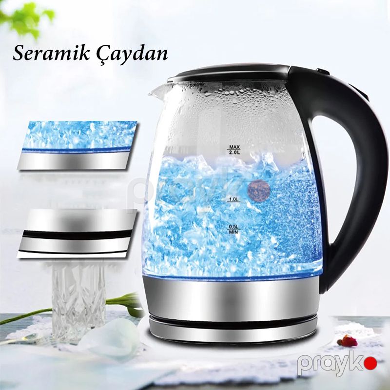 Yüksək Keyfiyyətli RAF 2L Elektrikli Şüşə Çaydan 2000W 2L Su Tutuma Malik LED İşıqlı Seramik Çaydan 220V — Elektrik çaydanları və termoslar, Bakı (3)
