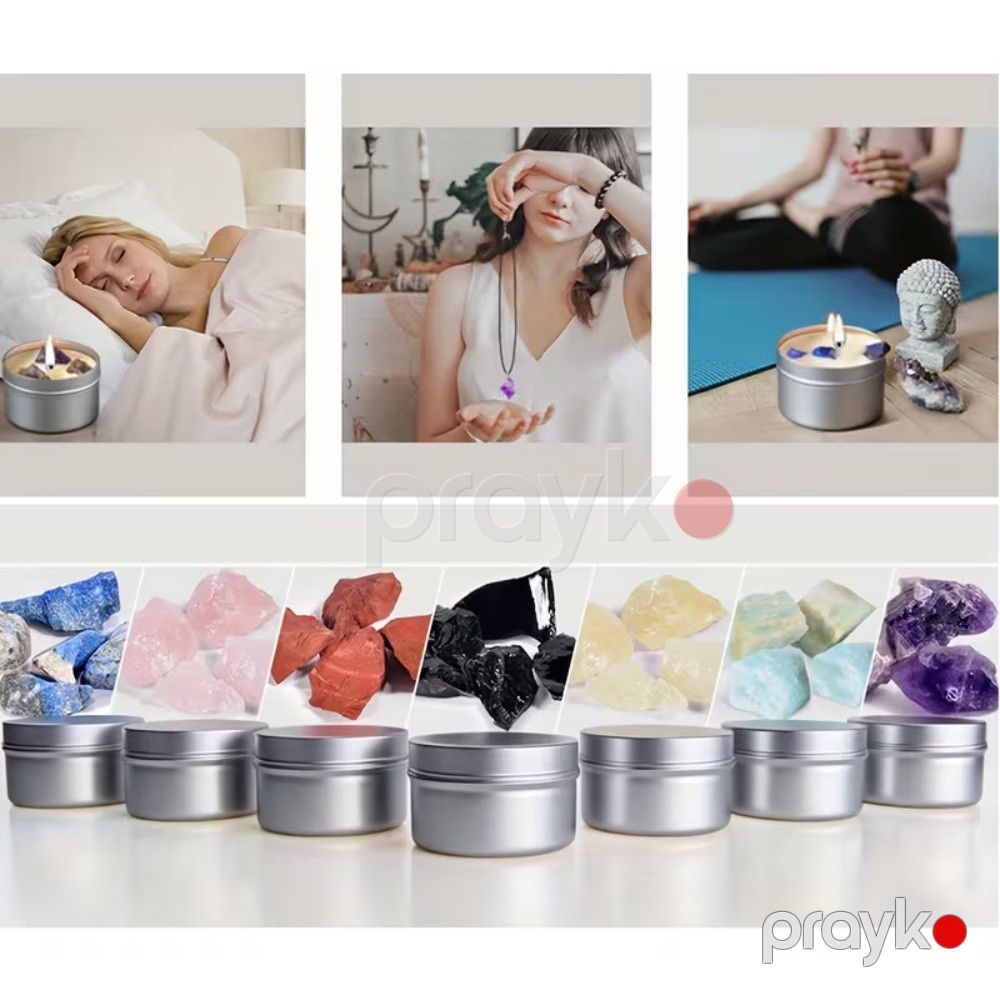 Dəst 7 Scented Colored Candle Set - with Natural Crystal Pendant — Mallar, Bakı (3)