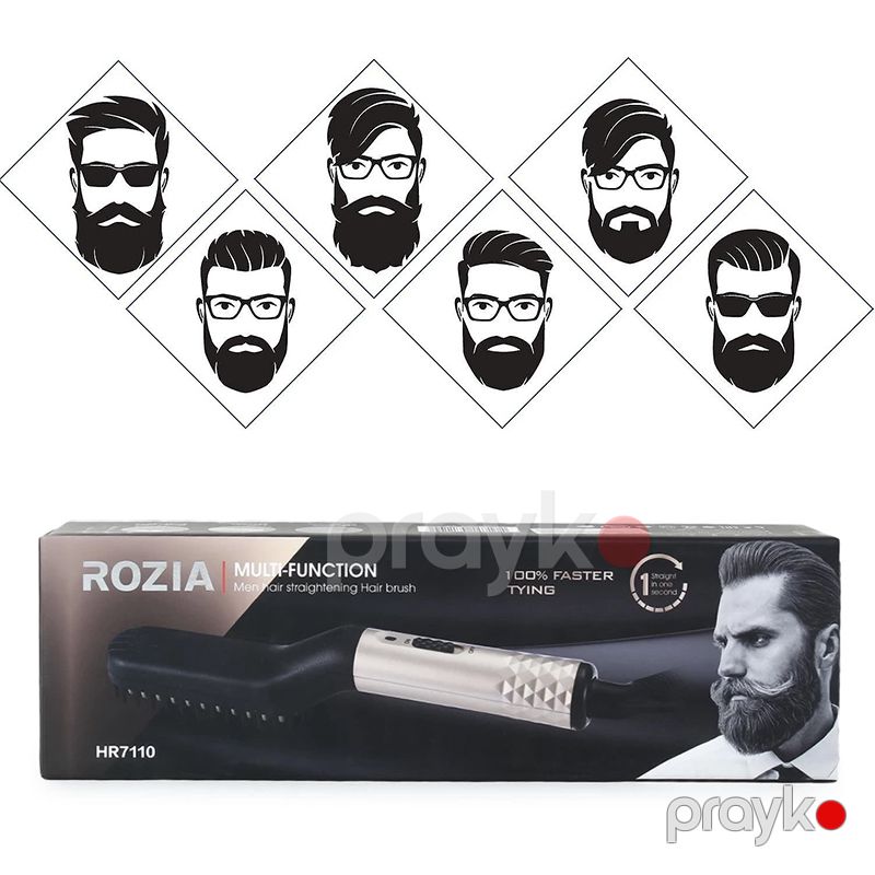 Rozia 2 in 1 Elektrikli Kişi Saç Saqqal Darağı Peşəkar Düzləşdirici Saç Fırçası HR7110 Termionik Saqqal Düzəldici Daraq — Fən, Bakı (8)