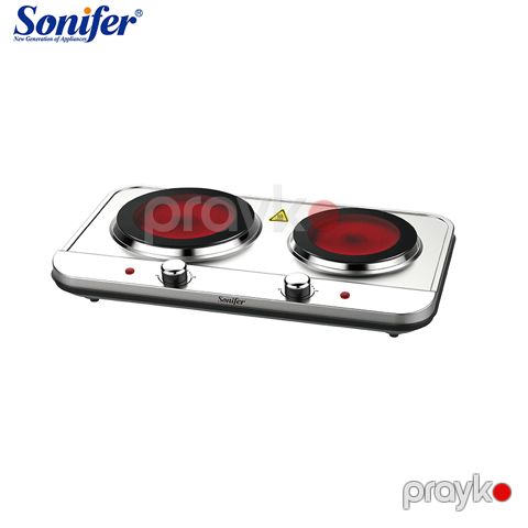 Sonifer SF-3061 Keramika Səthli Elektrik Sobası İki Ocaqlı Qızdırıcı Elektrikli Bişirmə Pilitəsi 2000W — Bakı