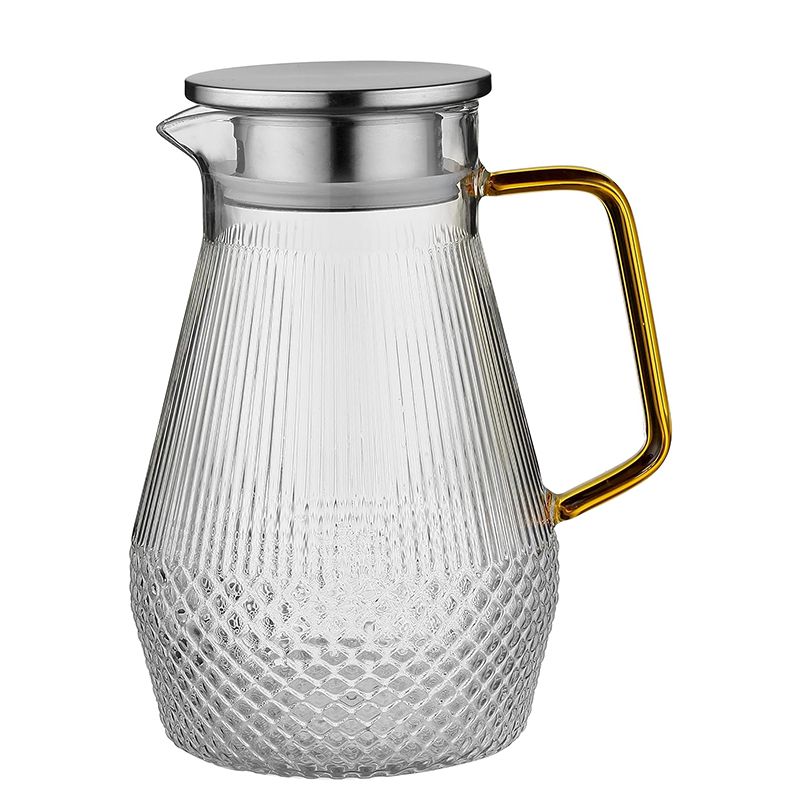 Davamlı Borosilikat qrafin Şüşə Soyuq Su qrafini 1500 ml Qapaqlı Şüşə Sürahisi Paslanmayan Polad su qabı — Termos və termoş, Bakı (3)