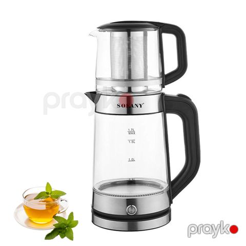 Çay Dəmləyən Sokany SK-SH-1093 TT Çaydan Dəsti Böyük Tutumlu Elektrikli Şüşə Çaydan Dəsti Dəmləyii Şüşə Çaydan — Bakı