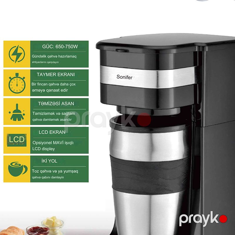 Sonifer SF-3566 Çoxfunksiyalı Qəhvə Maşını Yüksək Keyfiyyətli Kofe Hazırlayan Aparat — Digər mətbəx texnikası, Bakı (5)