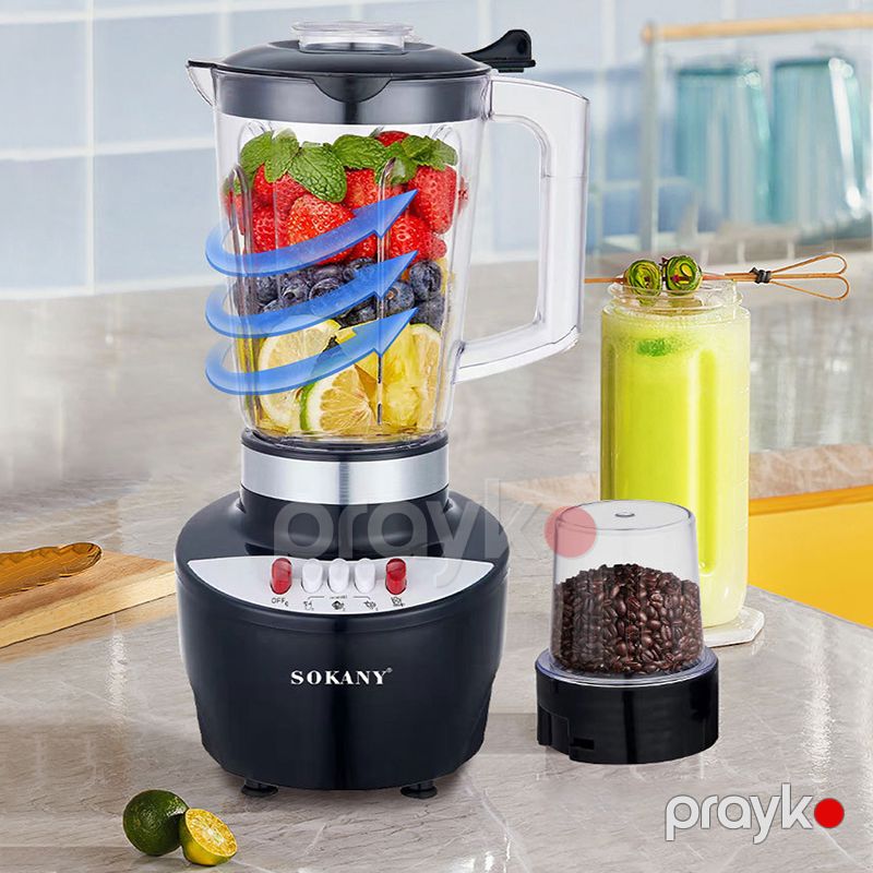 2-si 1 Arada Çoxfunksiyalı Sokany Blender 500W Termostat Nəzarəti Buz Qırma Özəlliyi İlə Polad Kokteyl Blenderi 1.5L — Blenderlər, xırdalayanlar və mikserlər, Bakı (5)
