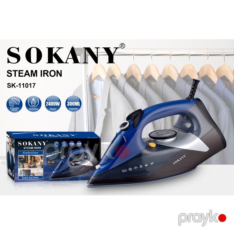 Sokany SK-11018 - Ütü, 2400W Güc, 300 ml Su Çəni ilə, Keramika Altlıqlı Buxar Ütüsü — Ev texnikası, Bakı (6)