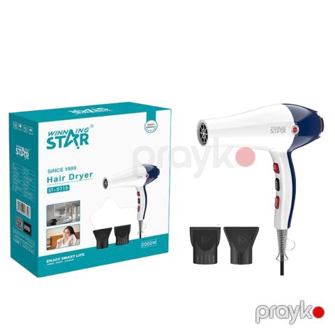 Winning Star 2000w Sürətli Temperatur Nəzarətinə Sahib Peşəkar Saç Qurutma Feni ST-5715 2 Sürətli Hava Feni — Bakı