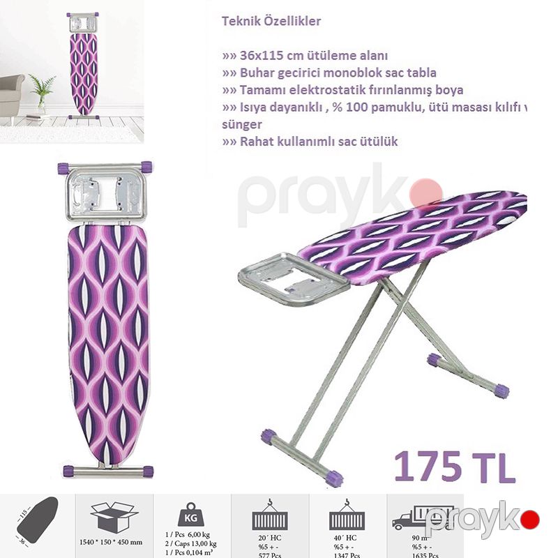 Ütü Masası Cingillioglu Melena CM-048 Rengli Dizaynda 36*115 sm Uzunluqda Davamlı Ütü Masası — Mallar, Bakı (4)