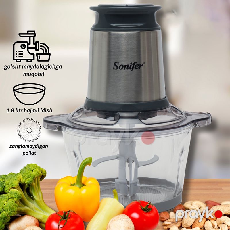 Sonifer SF-8057 Çoxfunksiyalı Elektrikli Doğrayıcı Meyvə Tərəvəz Ət Doğrayıcı 300W — Blenderlər, xırdalayanlar və mikserlər, Bakı (2)