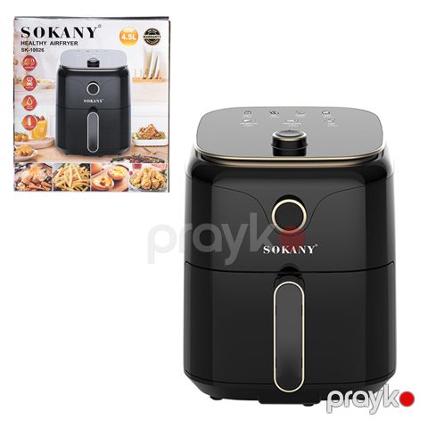 Sokany Fritöz SK-10026 Hava fritöz Sokany SK-10026 Qara 4,5L Mexaniki idarəetmə ilə hava fritözü 1400W Ağıllı — Bakı