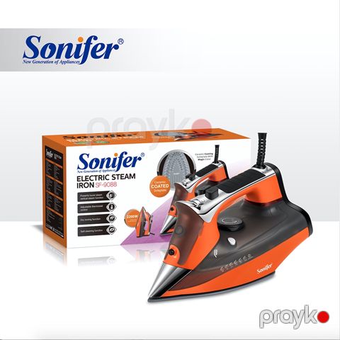 Sonifer SF-9088 Professional 220v Elektrikli Keramik Buxar Ütüsü Narıncı Qara Rengli Demir Buxar Ütüsü — Bakı
