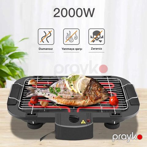 Sokany Elektrikli Qril Tüstüsüz Barbekü Maşını 5 Səviyyəli Temperatur Nəzarəti 2000W Elektrikli Manqal Qapalı Barbekü Masası — Bakı