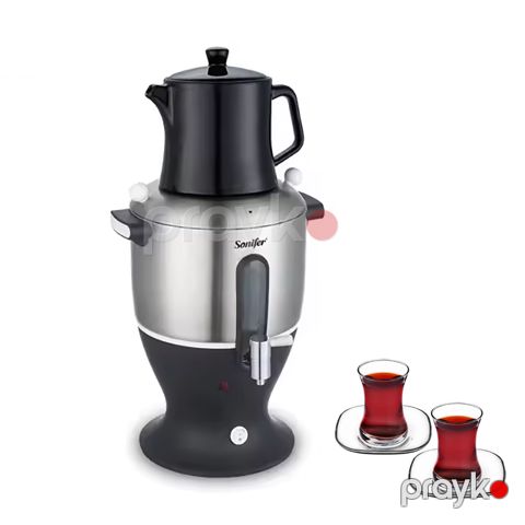 Sonifer SF-2088 Böyük Tutumlu 6L Paslanmayan Polad Samavar Dəsti Elektrikli Çay Dəmləyici Samovar — Bakı
