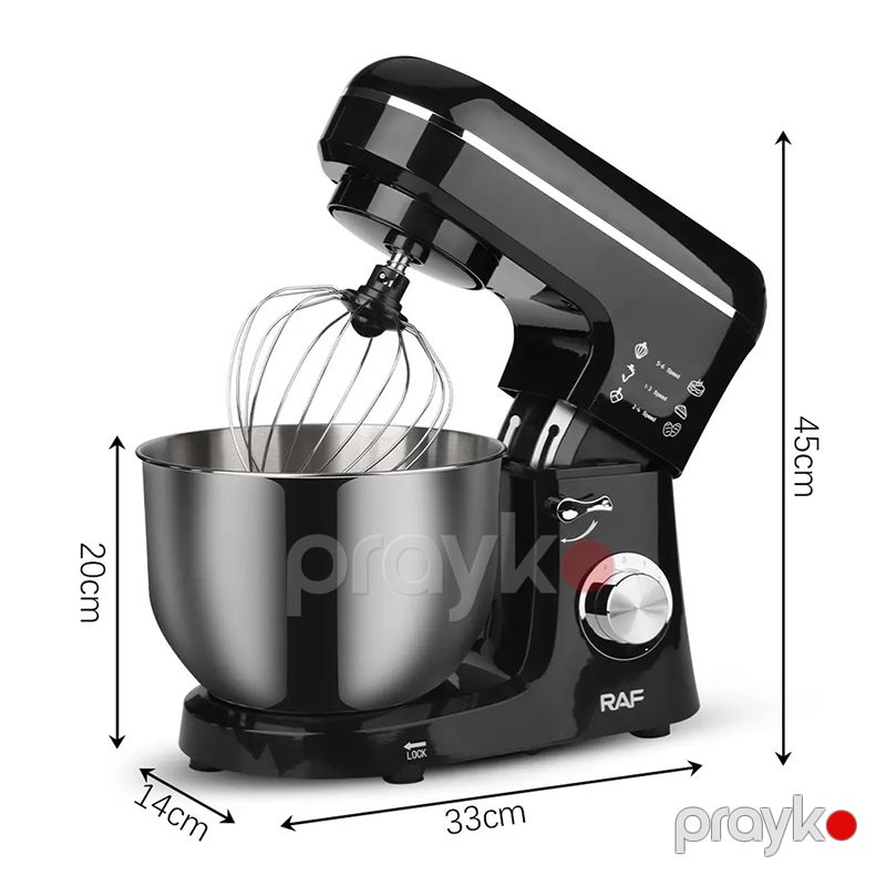 6 Sürət Səviyyəli Elektrikli Xəmir RAF Yoğurma Maşını 1100W Gücə Məxsus Böyük Tutumlu Polad Xəmir Mikseri 5.5L — Blenderlər, xırdalayanlar və mikserlər, Bakı (7)