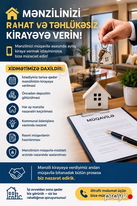 Xidmət: Mənzilinizin təhlükəsiz və rahat şəkildə kirayəyə verilməsi — Bakı