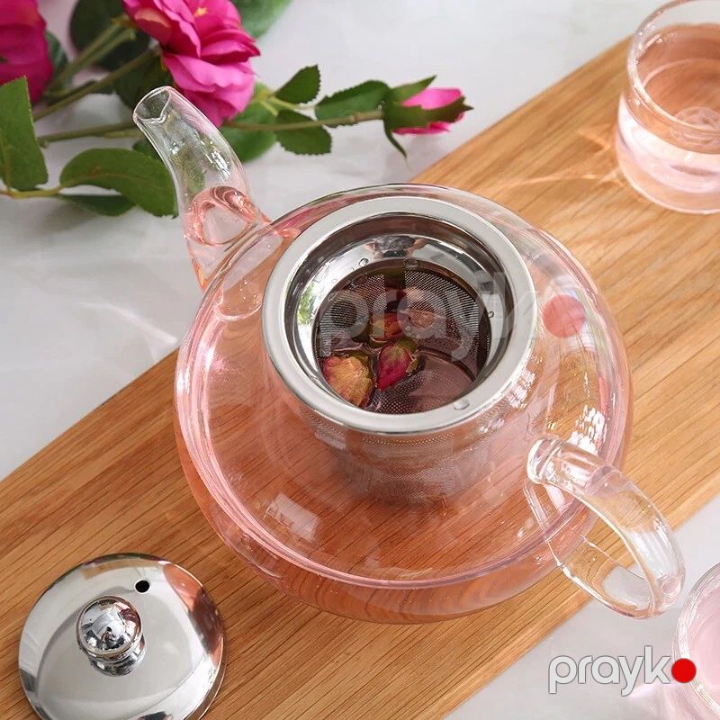 Paslanmayan Polad Süzgəcli Çaynik Şüşə Çaynik 800 ml — Çaynikler və qəhvə qabları, Bakı (3)