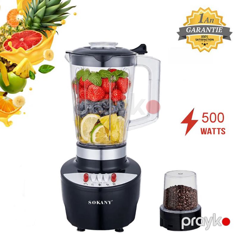 2-si 1 Arada Çoxfunksiyalı Sokany Blender 500W Termostat Nəzarəti Buz Qırma Özəlliyi İlə Polad Kokteyl Blenderi 1.5L — Blenderlər, xırdalayanlar və mikserlər, Bakı (3)