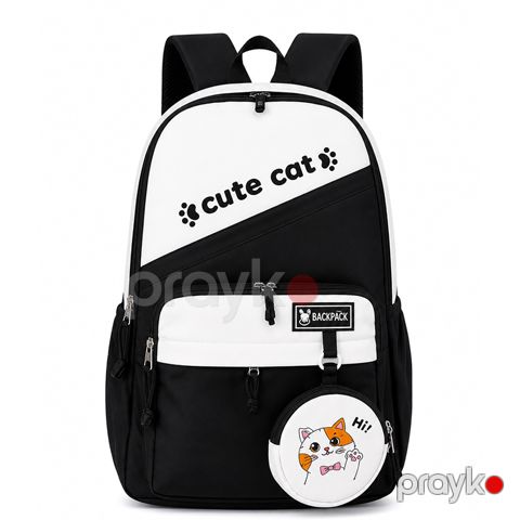 Cute CAT Məktəbli Bel Çantası Qara/Ağ — Bakı