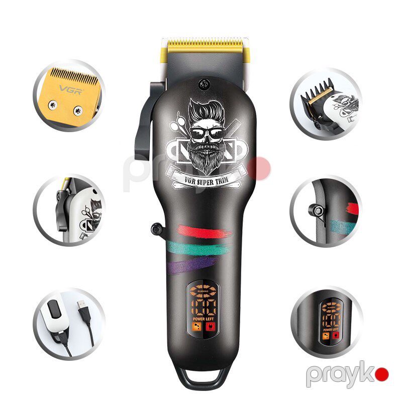 VGR Salon Series Professional Rəqəmsal Displey Trimmer Simsiz Elektrikli Saç Kəsmə Makinası 2000mAh 180deq İşləmə Qabiliyyət — Usturalar, trimmerler və epilyatorlar, Bakı (3)