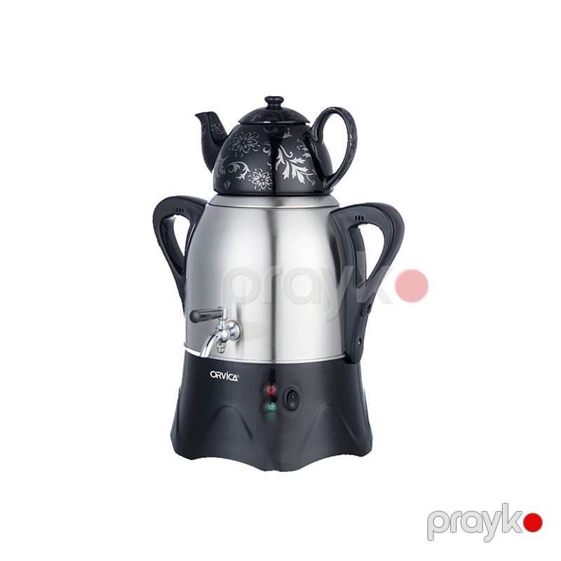 Orvıca Temperatur Nəzarəti ilə Elektrikli Paslanmayan Polad Samovar Çay Dəmləyici, 2500 Vt, 5 L Tutumlu Çaydan 1litr ORM-3302 — Ev texnikası, Bakı (4)
