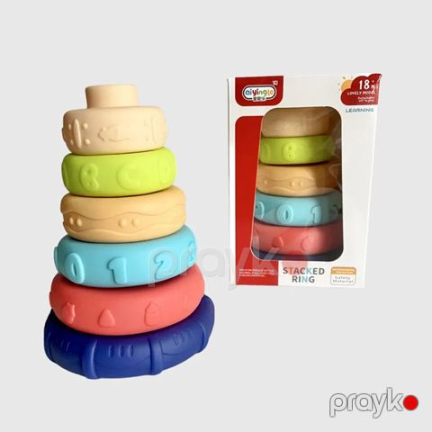 Qiying Stacked Ring – Körpələr üçün Rəngli Halqa Piramidası Oyuncağı — Bakı