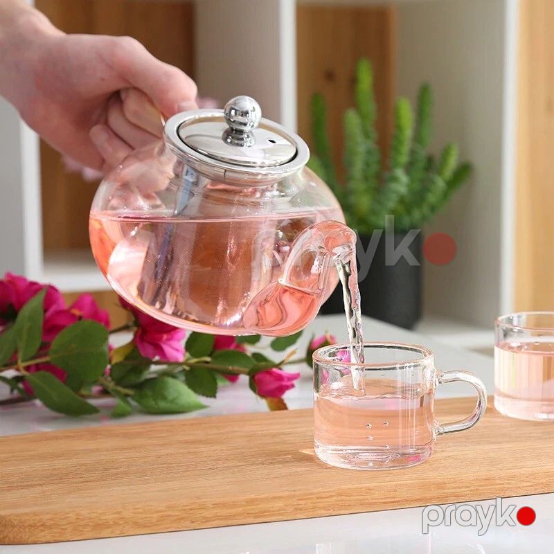 Paslanmayan Polad Süzgəcli Çaynik Şüşə Çaynik 1200 ml — Çaynikler və qəhvə qabları, Bakı (2)