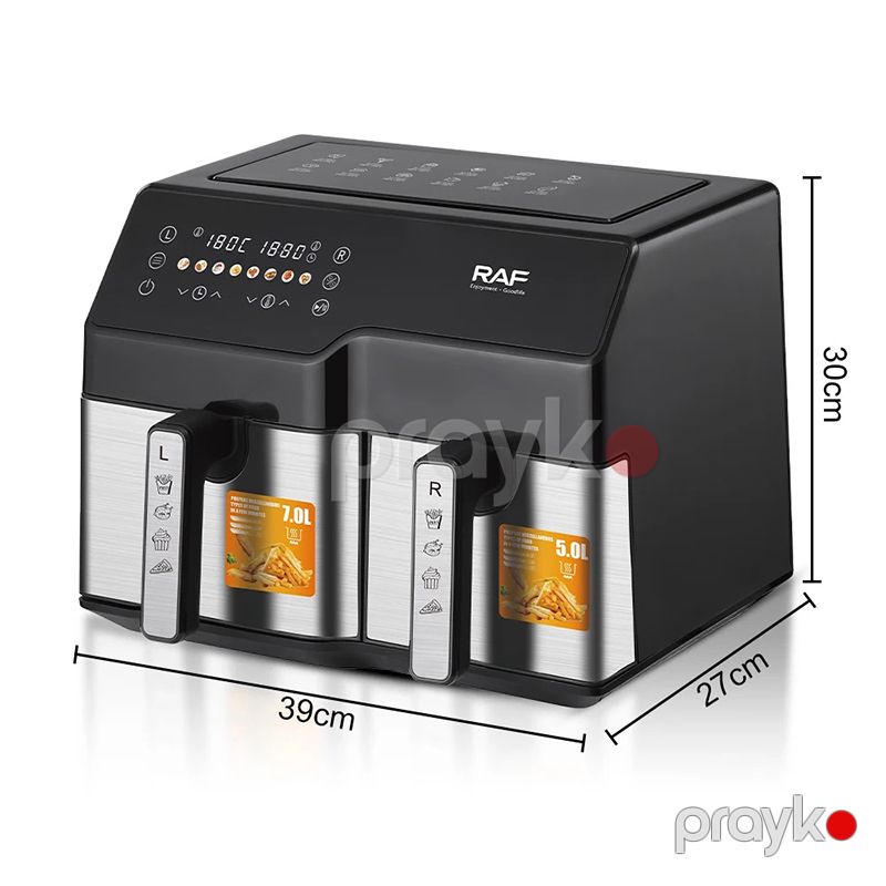 Peşəkar İki Tavalı RAF Rəqəmsal Hava Fritözu 12L Tutuma Malik Qabaqcıl Air Fryer 2500W Gücündə Böyük Tutumlu Elektrikli Qızardıcı 5L 7L — Digər mətbəx texnikası, Bakı (6)