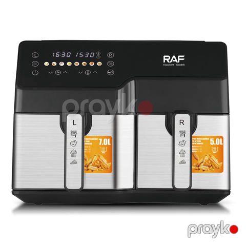 Peşəkar İki Tavalı RAF Rəqəmsal Hava Fritözu 12L Tutuma Malik Qabaqcıl Air Fryer 2500W Gücündə Böyük Tutumlu Elektrikli Qızardıcı 5L 7L — Bakı