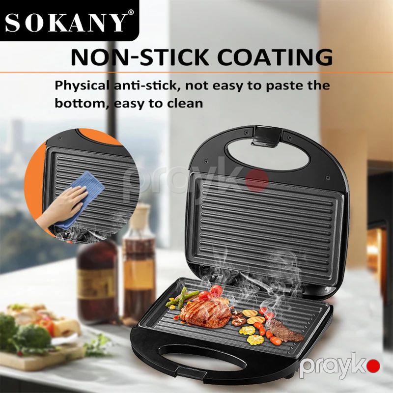 Sokany SK-08110 - Elektrik Qril, Yapışmayan Örtük və İstiliyə Davamlı Plastik, 800W Güc — Toster və vaflyasıcı, Bakı (4)