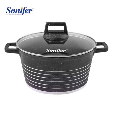 Sonifer SF-1172 - Qazan 36 sm, Aşınmaya Davamlı, Yapışmayan Qranit Qazan, Şüşə Qapaq 13 L — Bakı