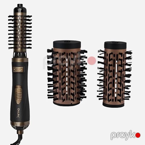 Genei GM-4825 Professional Yüksək Sürətli 2-si 1 Arada Hava Feni Peşəkar Fırça Fen Yüksək Keyfiyyətli Saç Düzləşdirici Quruducu Fen 1000W — Bakı