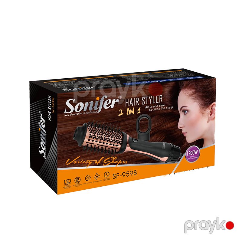 Sonıfer SF-9598 Yüksək Keyfiyyətli Saç Feni 2'si 1 Arada Peşəkar Saç Düzləşdirici Elektrikli Fen Fırçası Dəsti — Fən, Bakı (6)