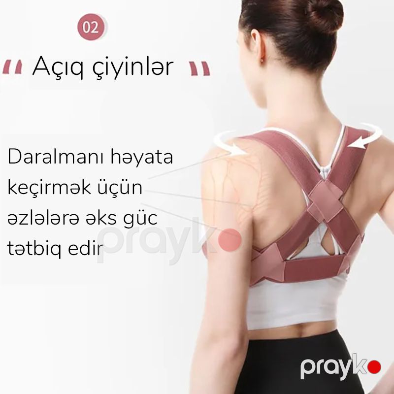 Qadınlar üçün Tənzimlənəbilən Duruş Korrektoru Dəstək Kəməri Onurğa Çiyin Bel Duruşunun Korreksiyası — Gözəllik və səhiyyə, Bakı (3)