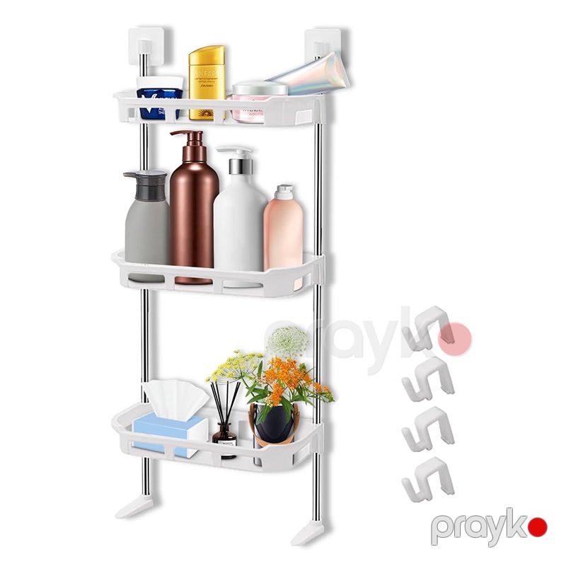 Ağ və Qəhvəyi Rəngdə Plastik Rəf 3 Pilləli Çoxfunksiyalı Hamam Otağı Künc Rəfi 3 Hissəli Tualetin Üzərində Hamam Rəfi — Mallar, Bakı (5)