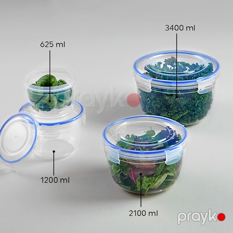 4-lü Plastik Saxlama Qabı Yuvarlaq Saxlama Qabı Desti Qida Dereceli Dəyirmi Saxlama Qabı 4 Parça — Qablar və mətbəx əşyaları, Bakı (6)