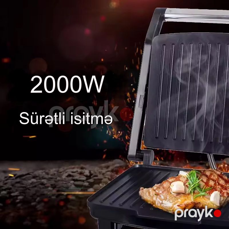Sonifer SF-6012 Yüksək Təziqli Elektrikli Qril Toster Sandviç Biftek İzgaralar Hazırlayıcı Toster 2000W — Toster və vaflyasıcı, Bakı (2)