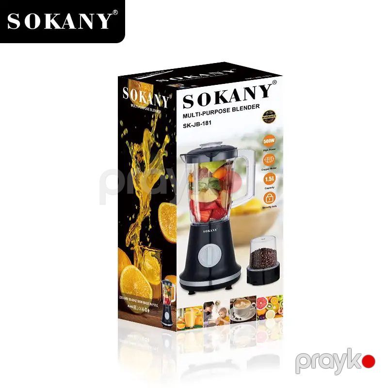 Elektrikli Çoxfunksiyalı Məişət Blenderi 500W Sokany Elektrikli Plastik Qida Mikseri Əlavə Kofe Üyüdücü Başlıq 1.5L — Blenderlər, xırdalayanlar və mikserlər, Bakı (8)