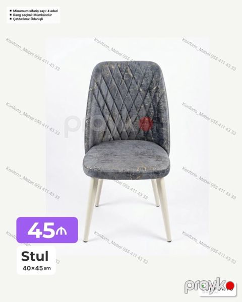 Stul – 40×45 sm - Rahat, yumşaq oturacaq və almaz naxışlı bel dayağı — Bakı