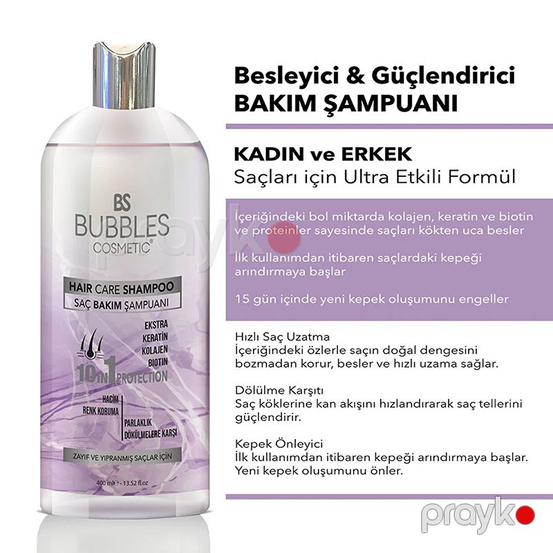 Bs Bubbles Cosmetic Duzsuz Güclü Keratin Biotin Terkibli Saç Qidalandırıcı 400mi Kollagenlə Zənginləşdirilmiş Saça Qulluq Şampunu — Gözəllik və səhiyyə, Bakı (3)