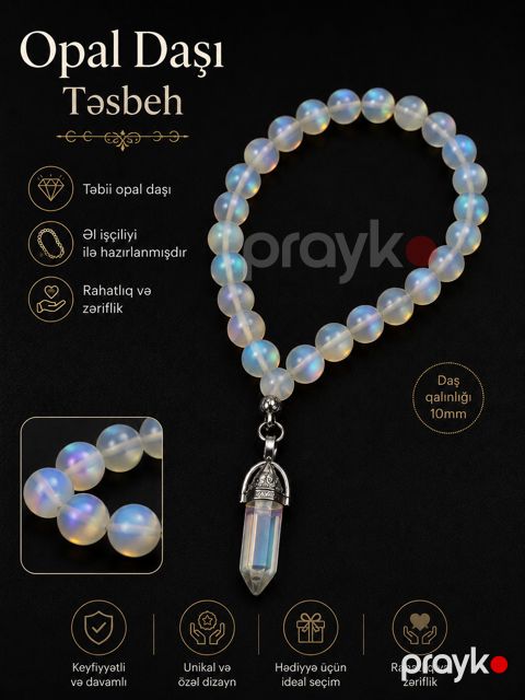 Təsbeh 2632638, şəffaf, opal, 180 mm — Bakı